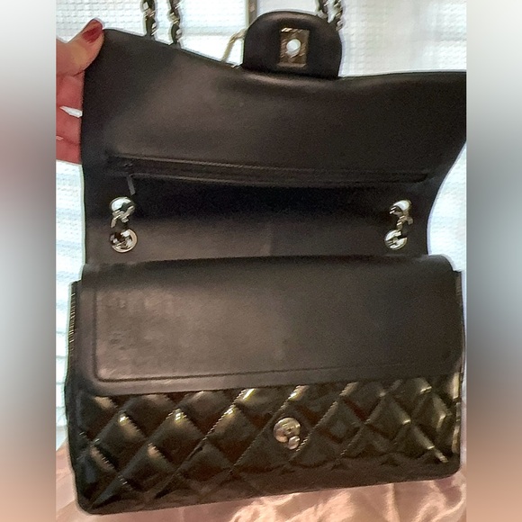 EUC Chanel JUMBO Double Flap Striated Green Quilted Patent Leather Shoulder Bag - Picture 7 of 16